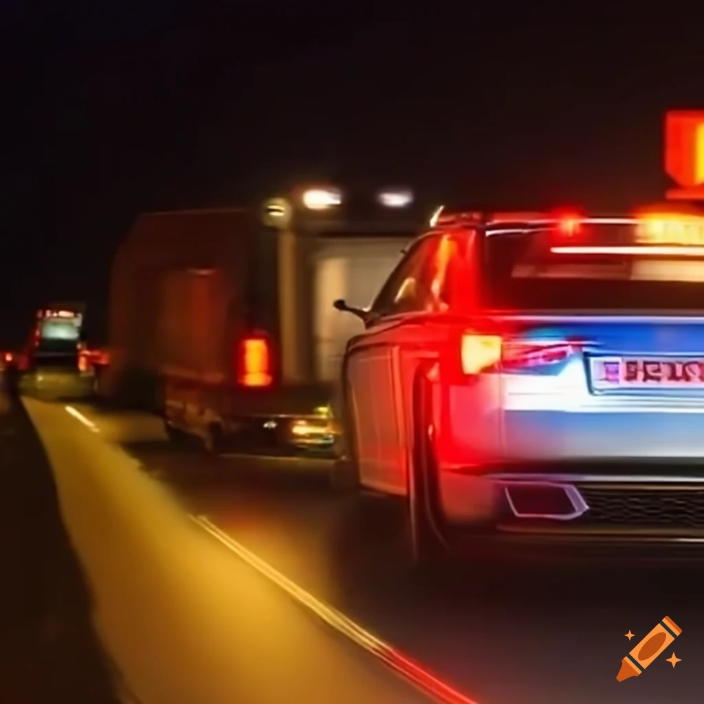 Audi rs6 driving behind a semitruck on autobahn