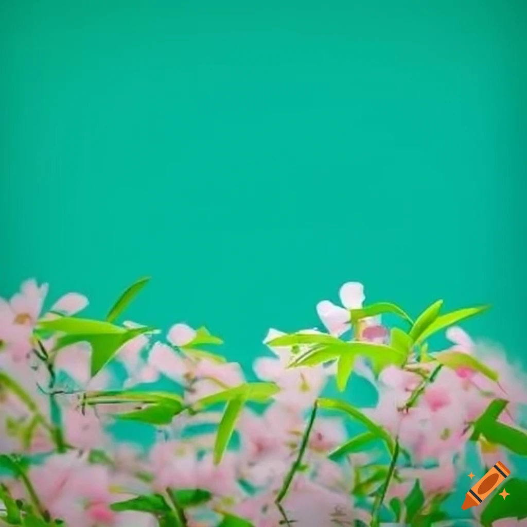 teal and pink bamboo with cherry blossoms