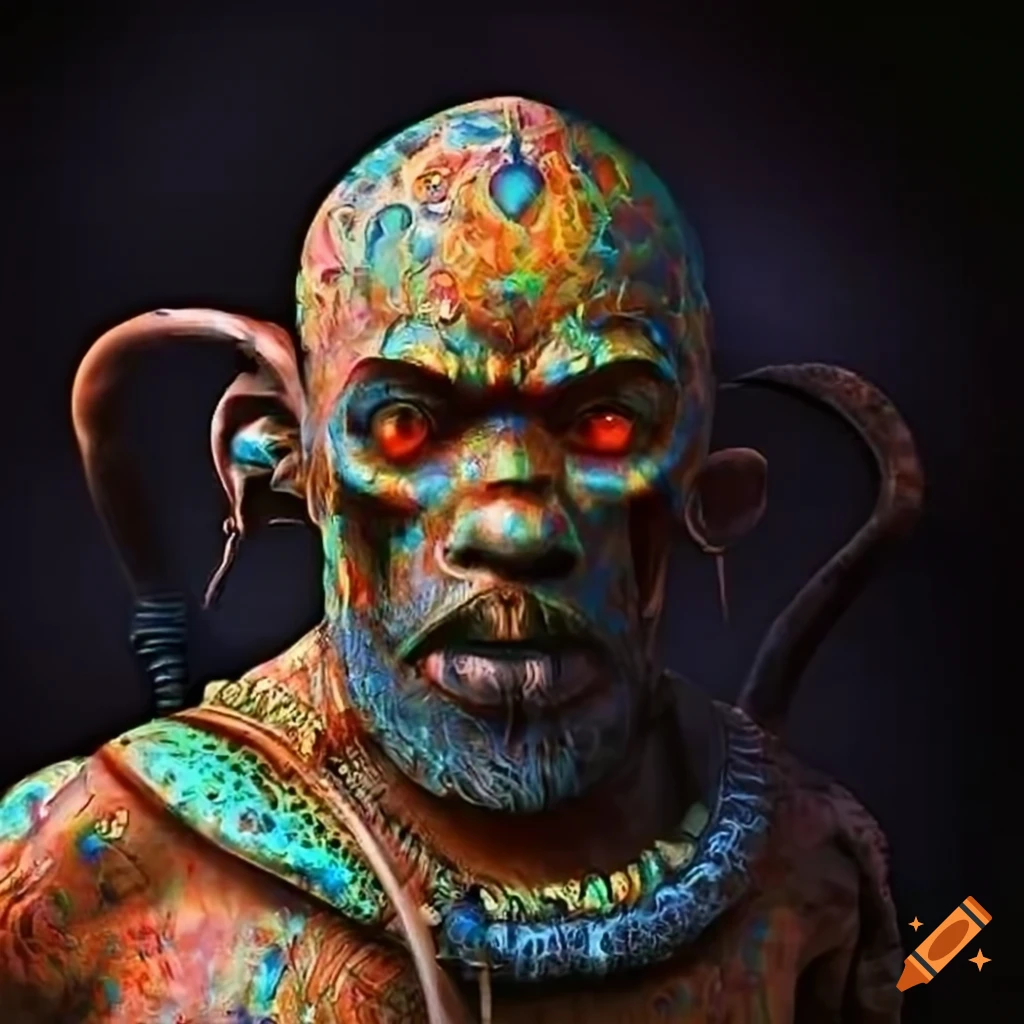 psychedelic depiction of a weathered warrior monk