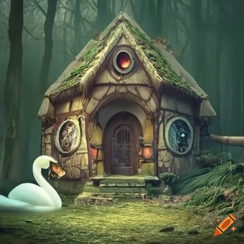 Surrealist image of a candy house in a mysterious forest on Craiyon