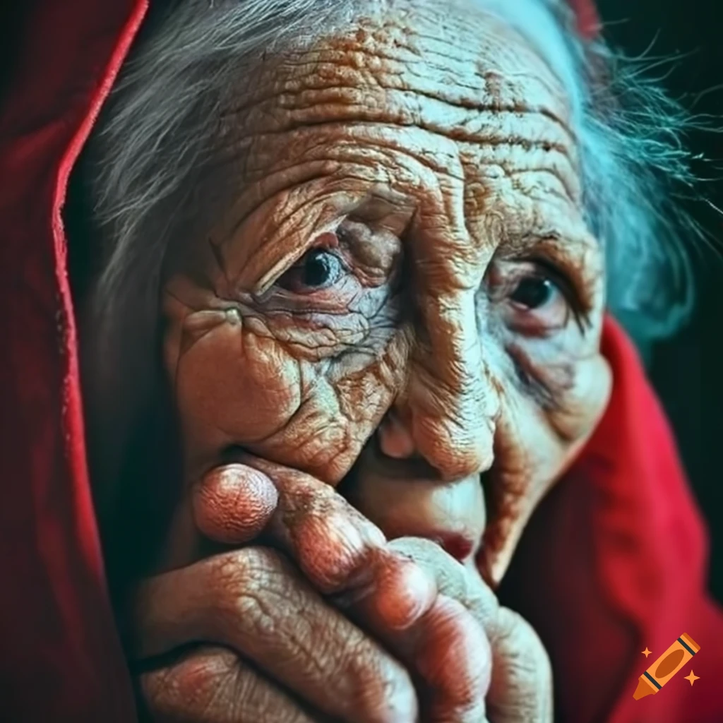 elderly Mideastern woman doing prayer