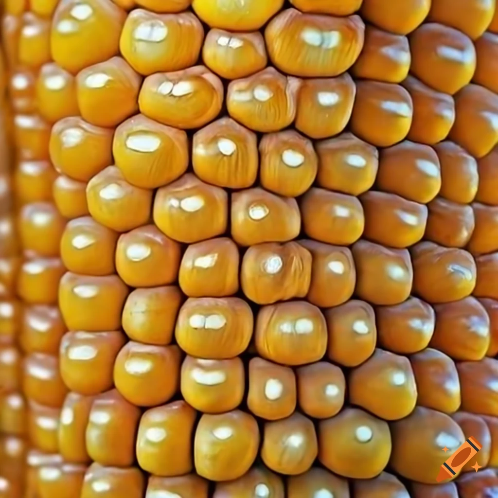 Closeup of raw corn kernels on Craiyon