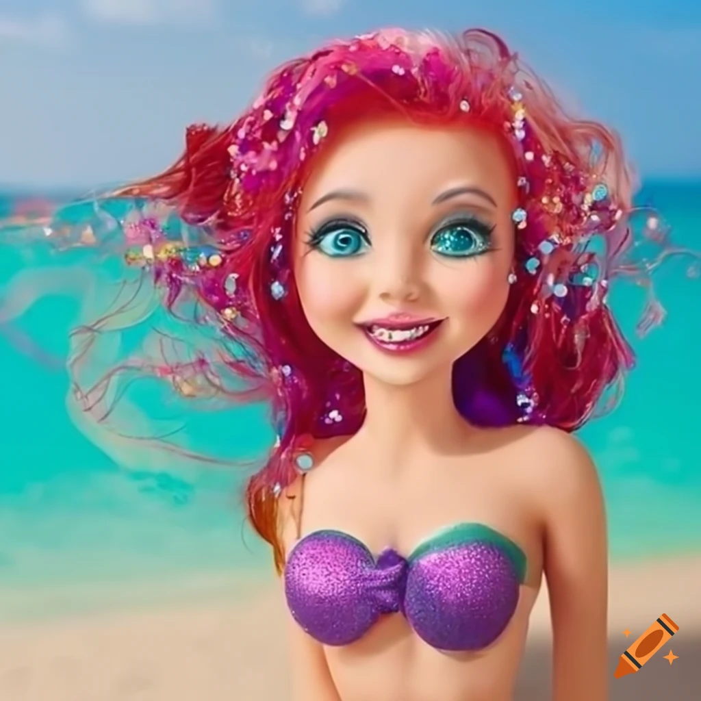 portrait-of-a-smiling-little-mermaid-on-the-beach-on-craiyon