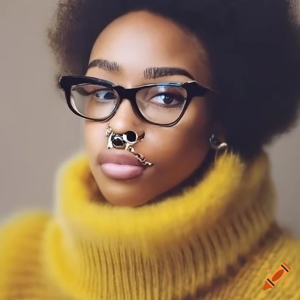 portrait of a black girl with afro hair and glasses