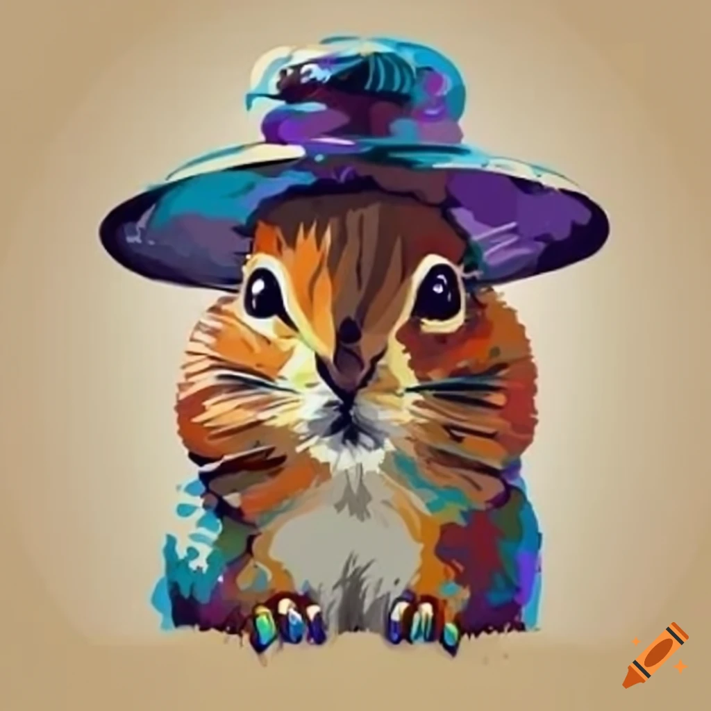 illustration of a squirrel wearing a garden hat