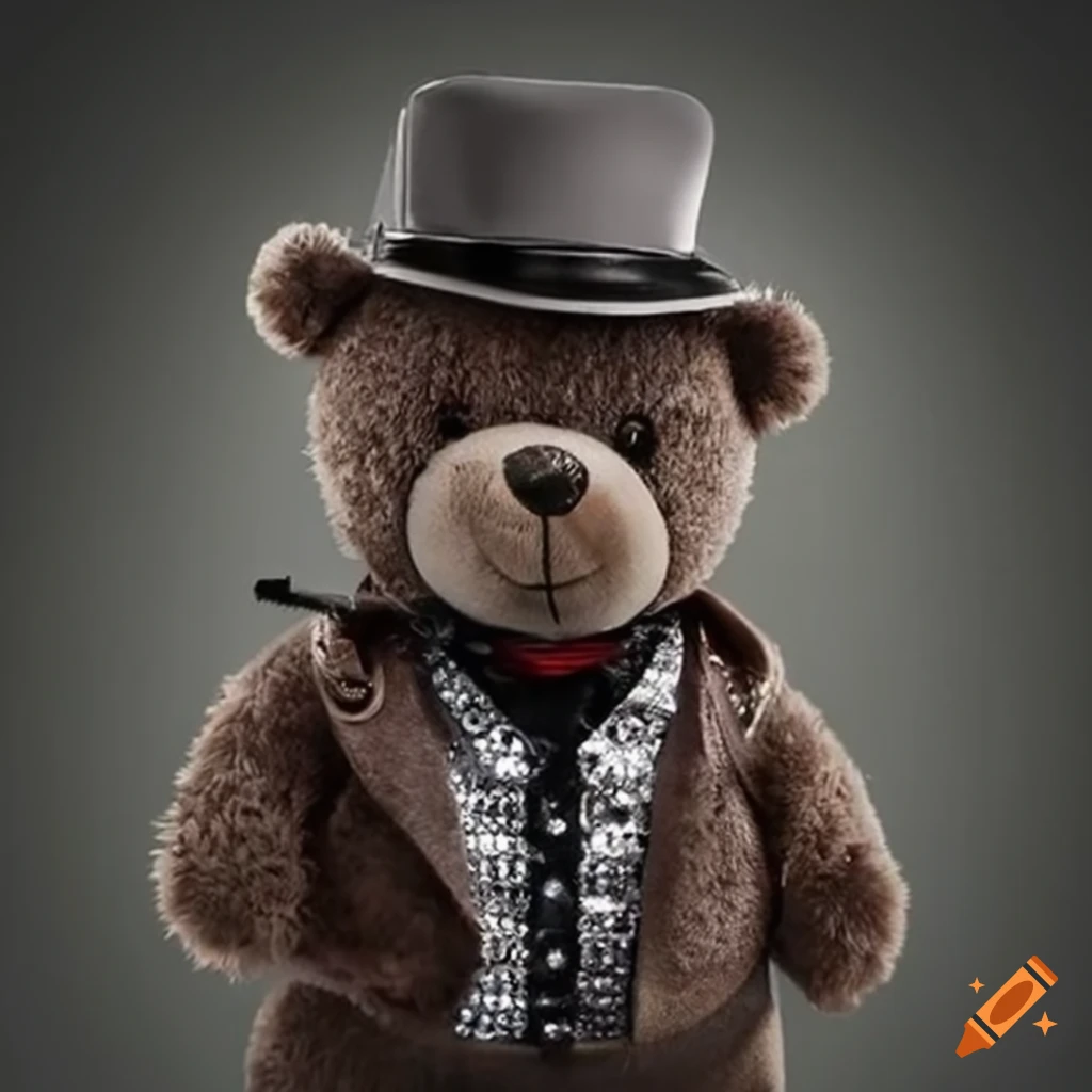gangster teddy bear with bling bling necklace