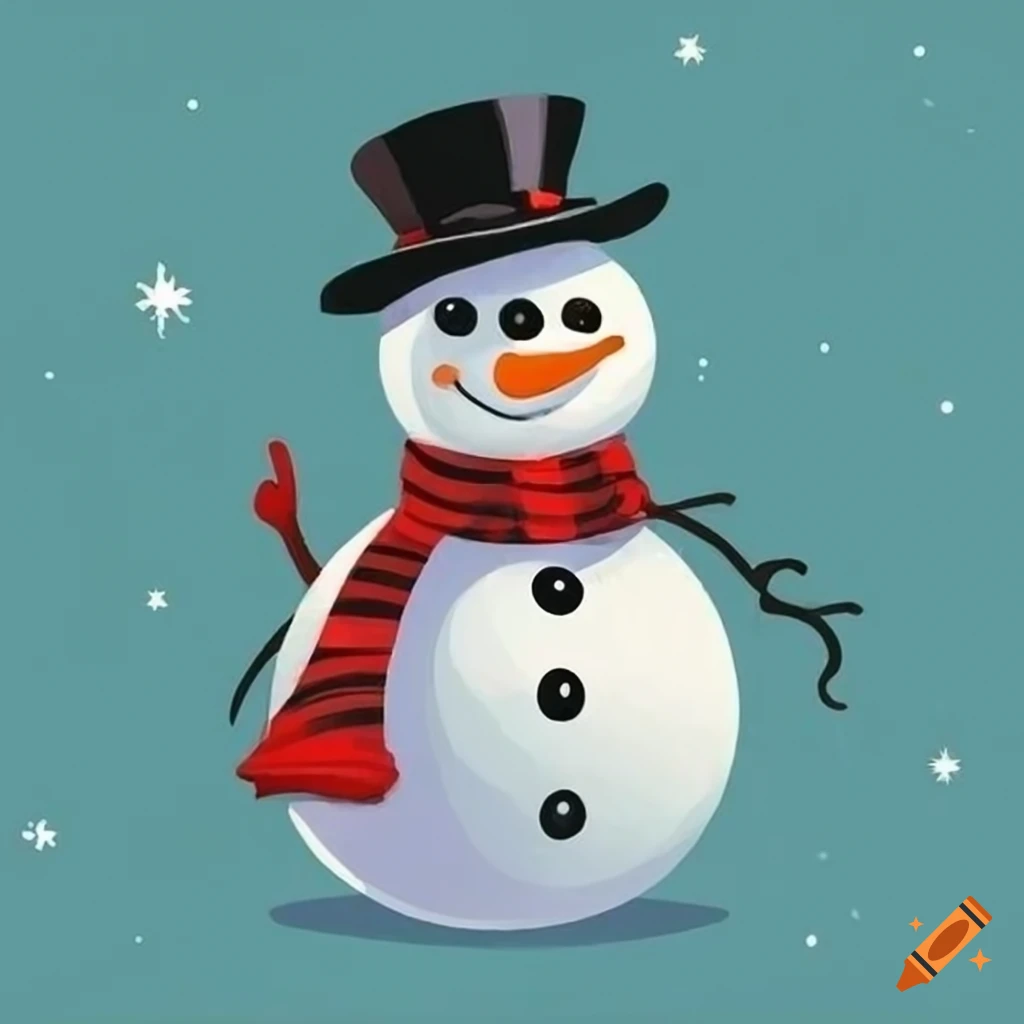 Cartoon snowman and black cat in christmas theme on Craiyon