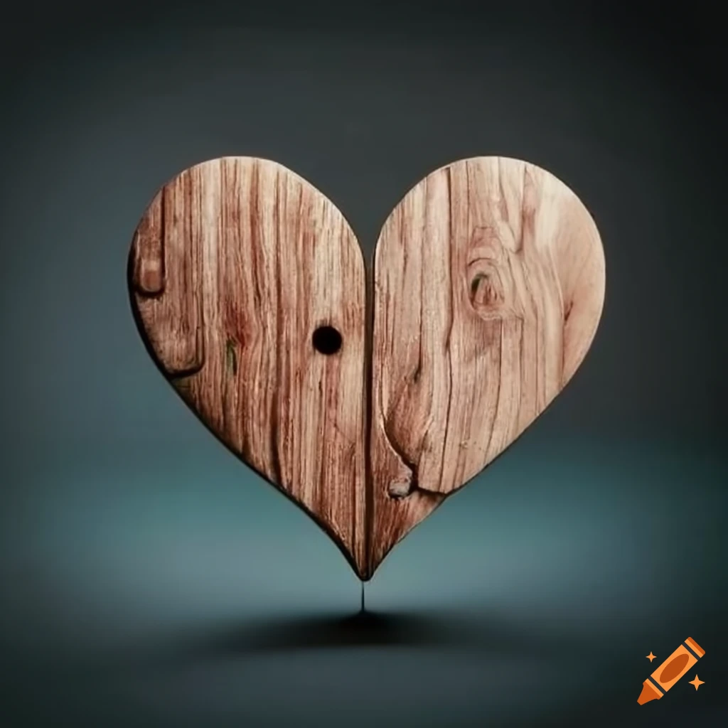 Wooden textured hearts with hydrangea blooms on Craiyon