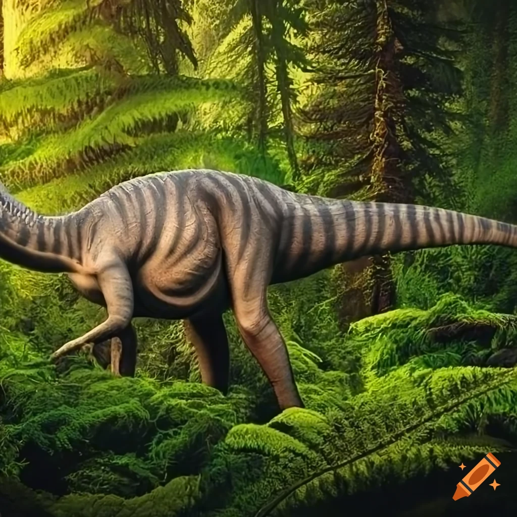 Hadrosaurus dinosaurs in british columbia landscape