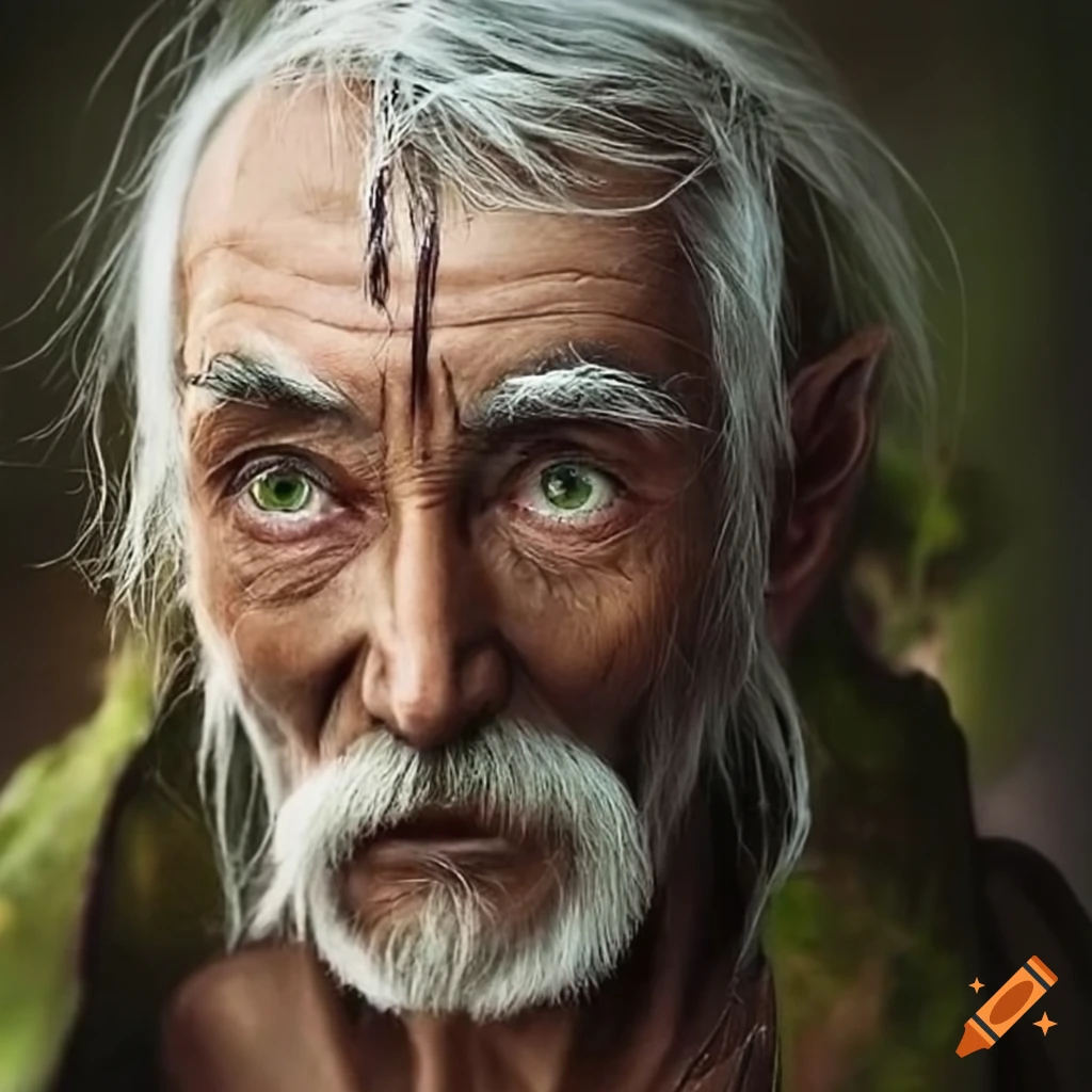portrait of a charismatic old man with white hair and young eyes