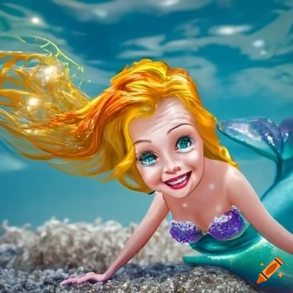 Portrait of a smiling mermaid with yellow hair