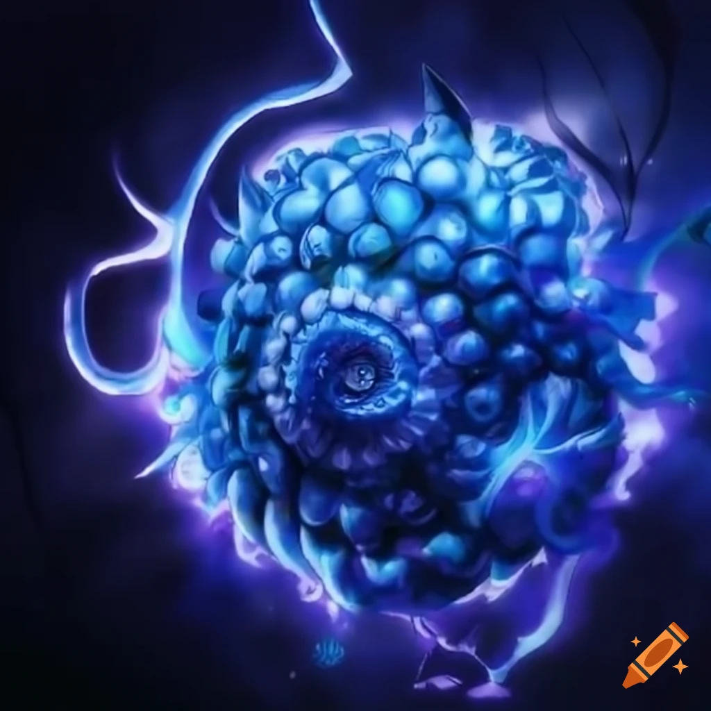 Blue devil fruit from one piece on Craiyon