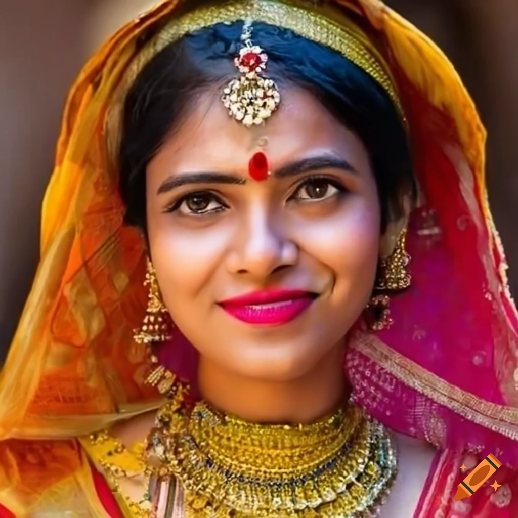 Smiling indian woman in traditional attire on Craiyon