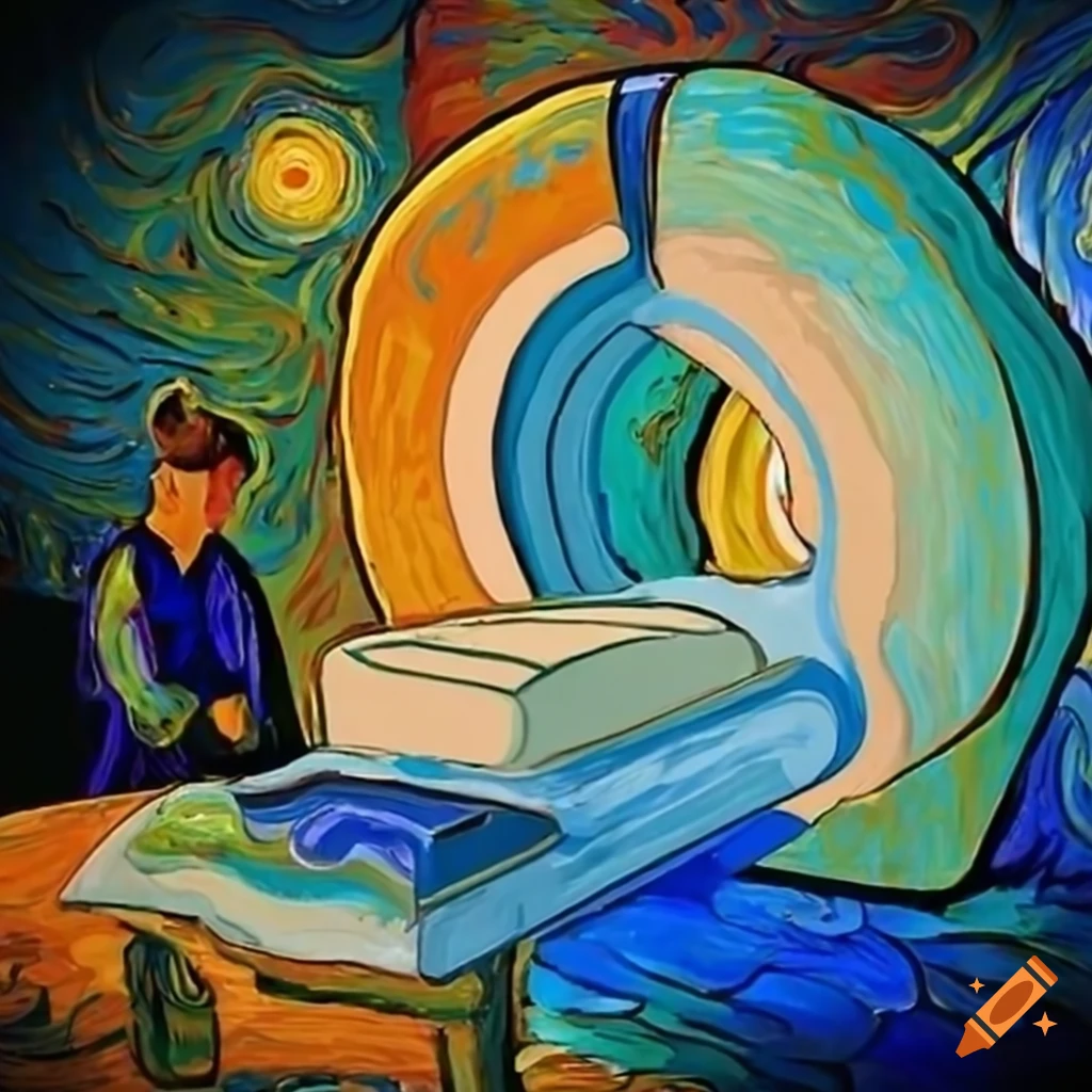 Vibrantly colored mri machine inspired by van gogh on Craiyon