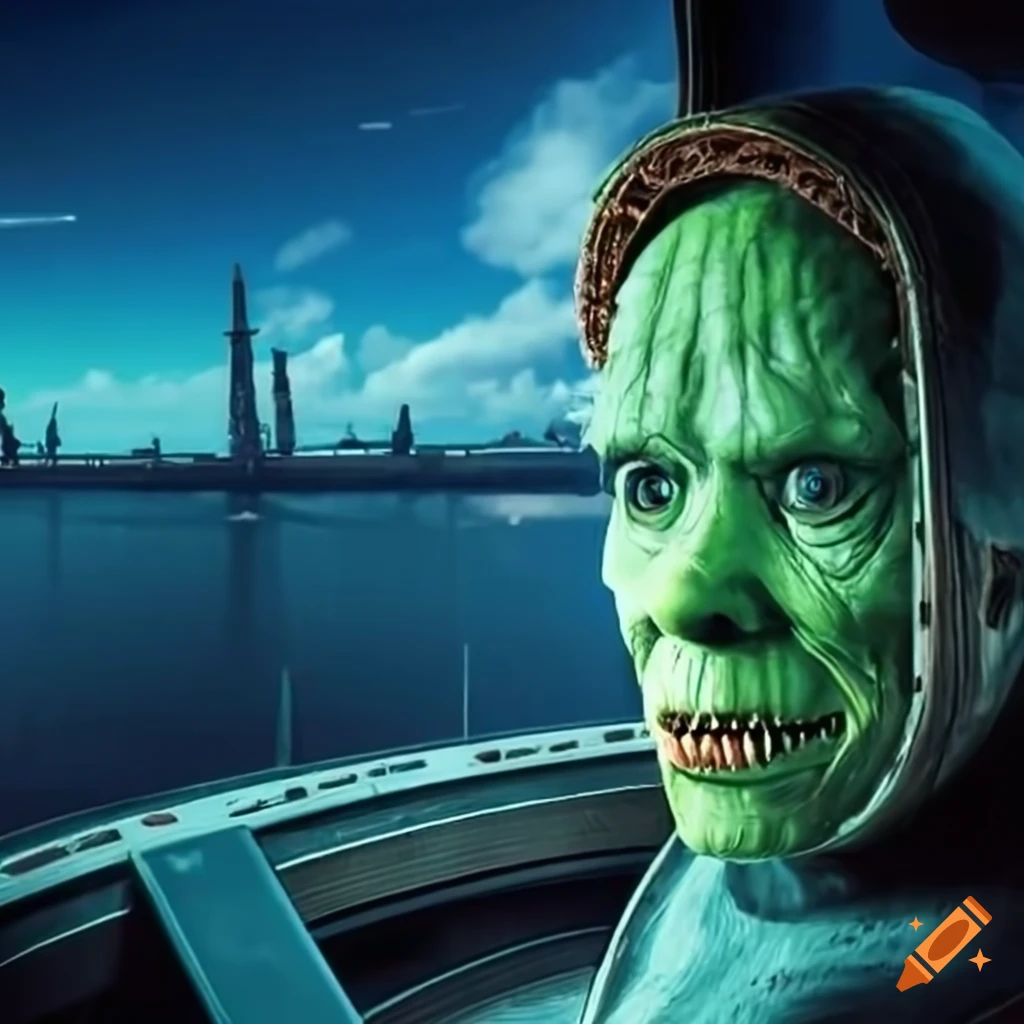 image of a reptilian humanoid on a starship