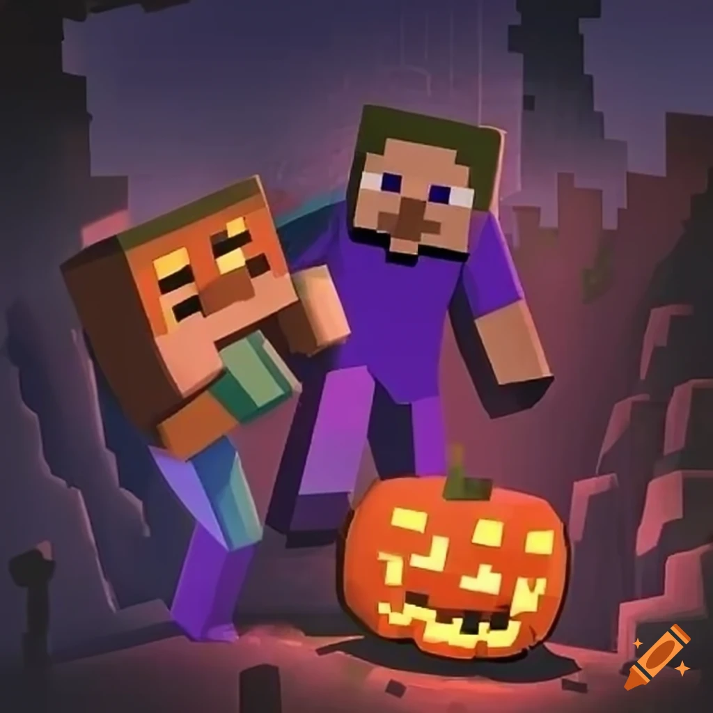 Minecraft-themed halloween card on Craiyon