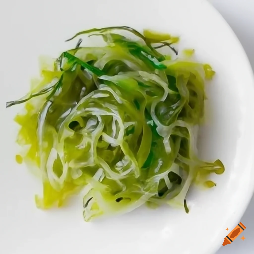 seaweed salad on a white background