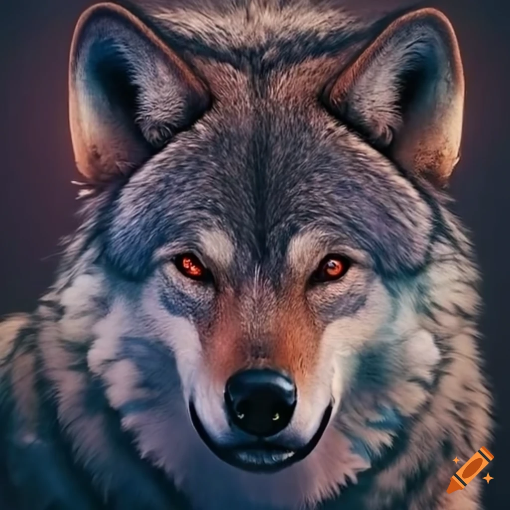 powerful wolf with intense gaze