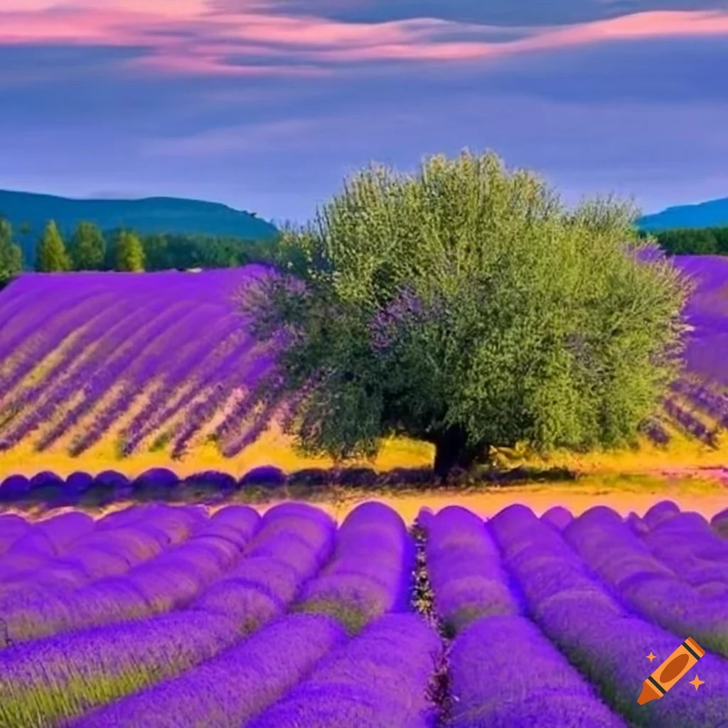 Lavender Field And Olive Tree In Provence On Craiyon