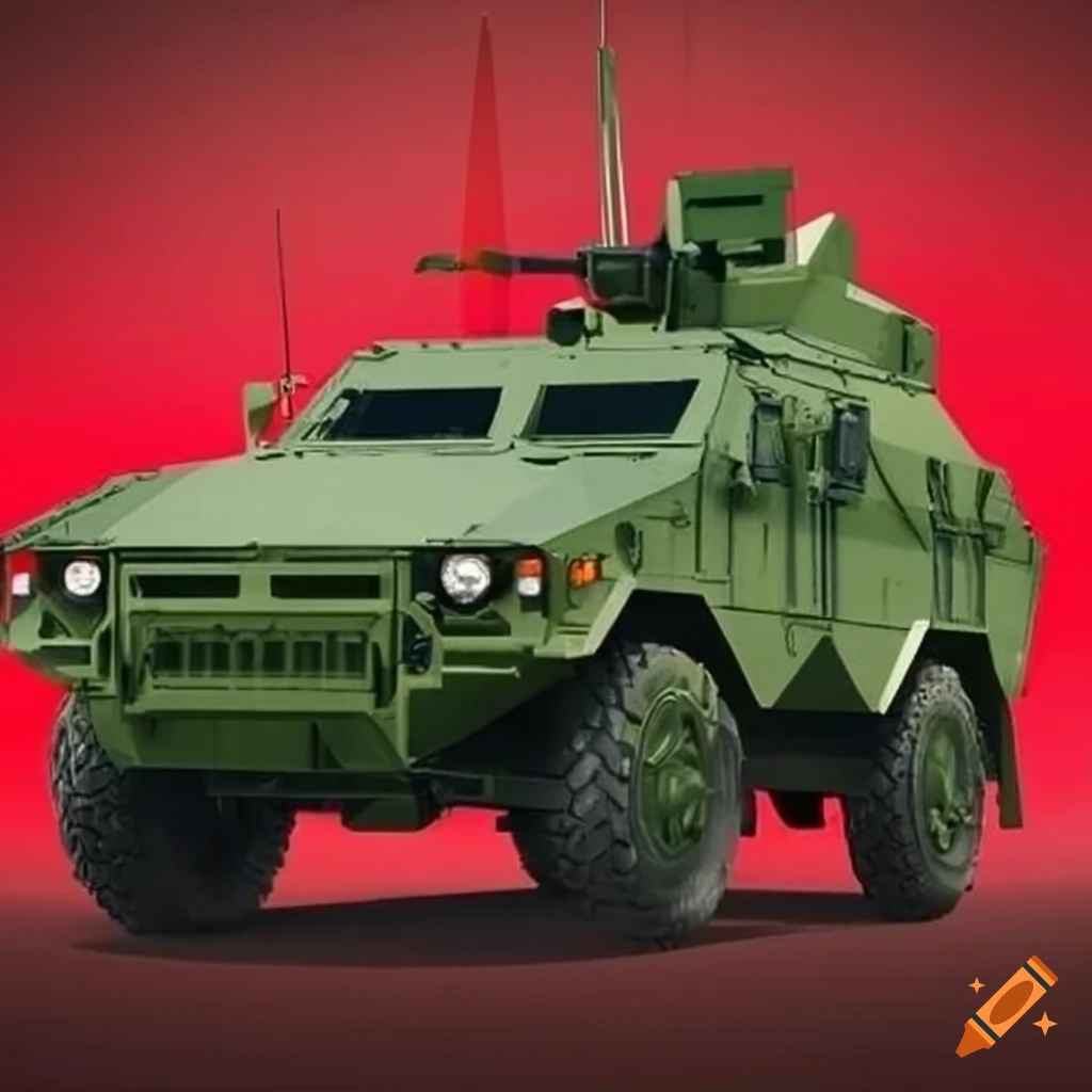 Chinese tactical armored vehicle on red background on Craiyon