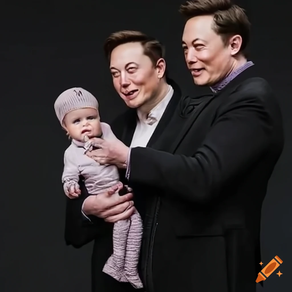 Elon Musk with triplets on Craiyon