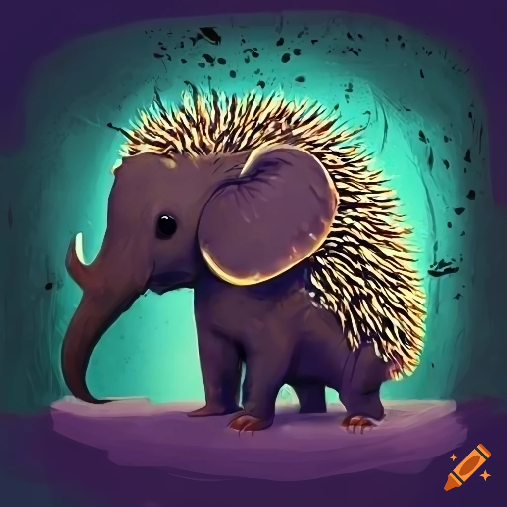 iconic art of an elephant and hedgehog