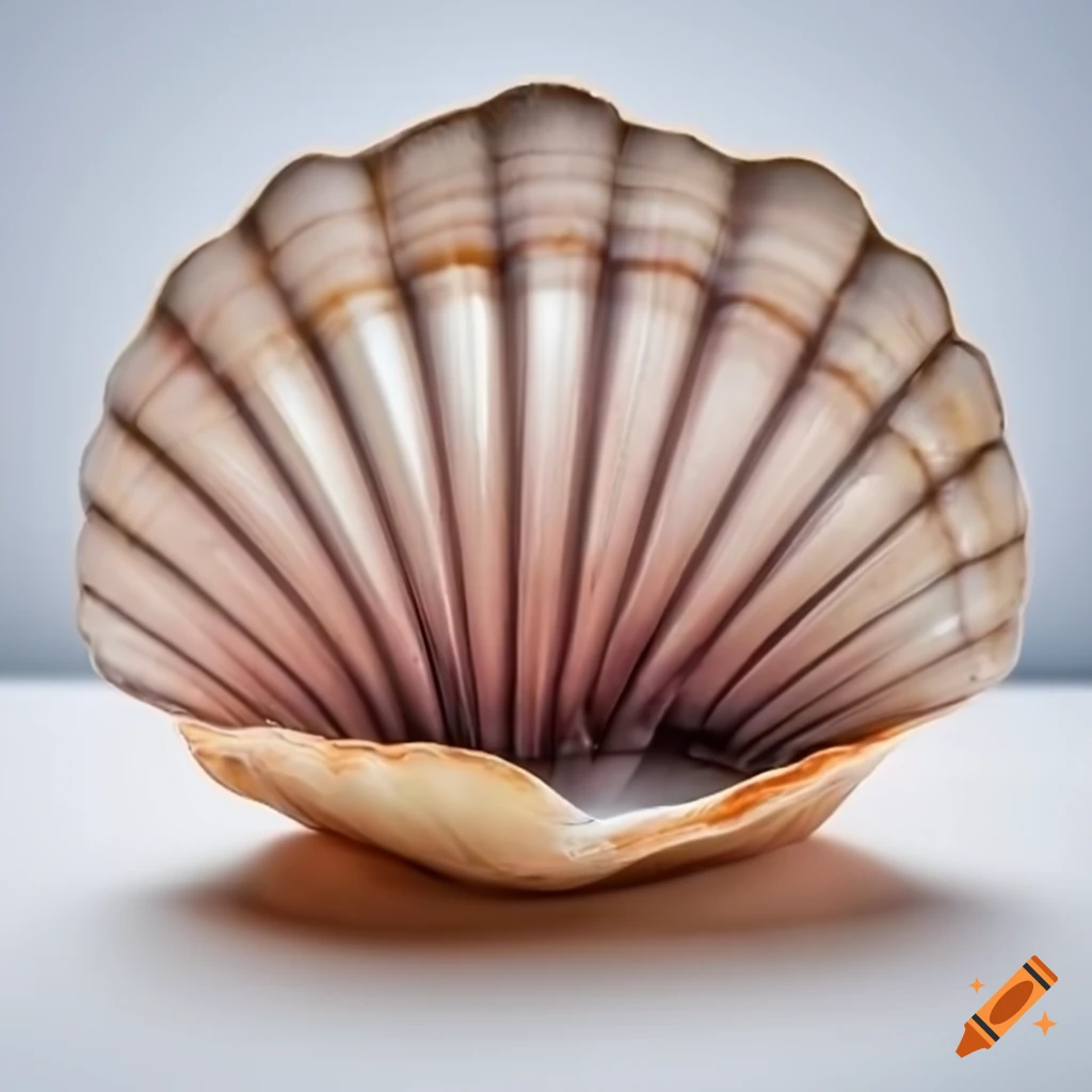 photorealistic jewel in an open clam shell