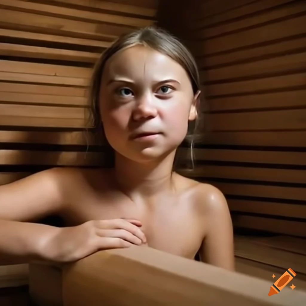 Greta Thunberg in a sauna