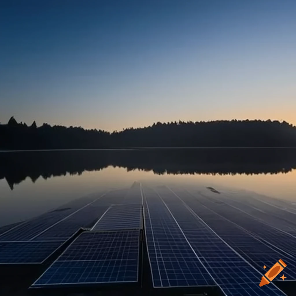 solar panels forming a river