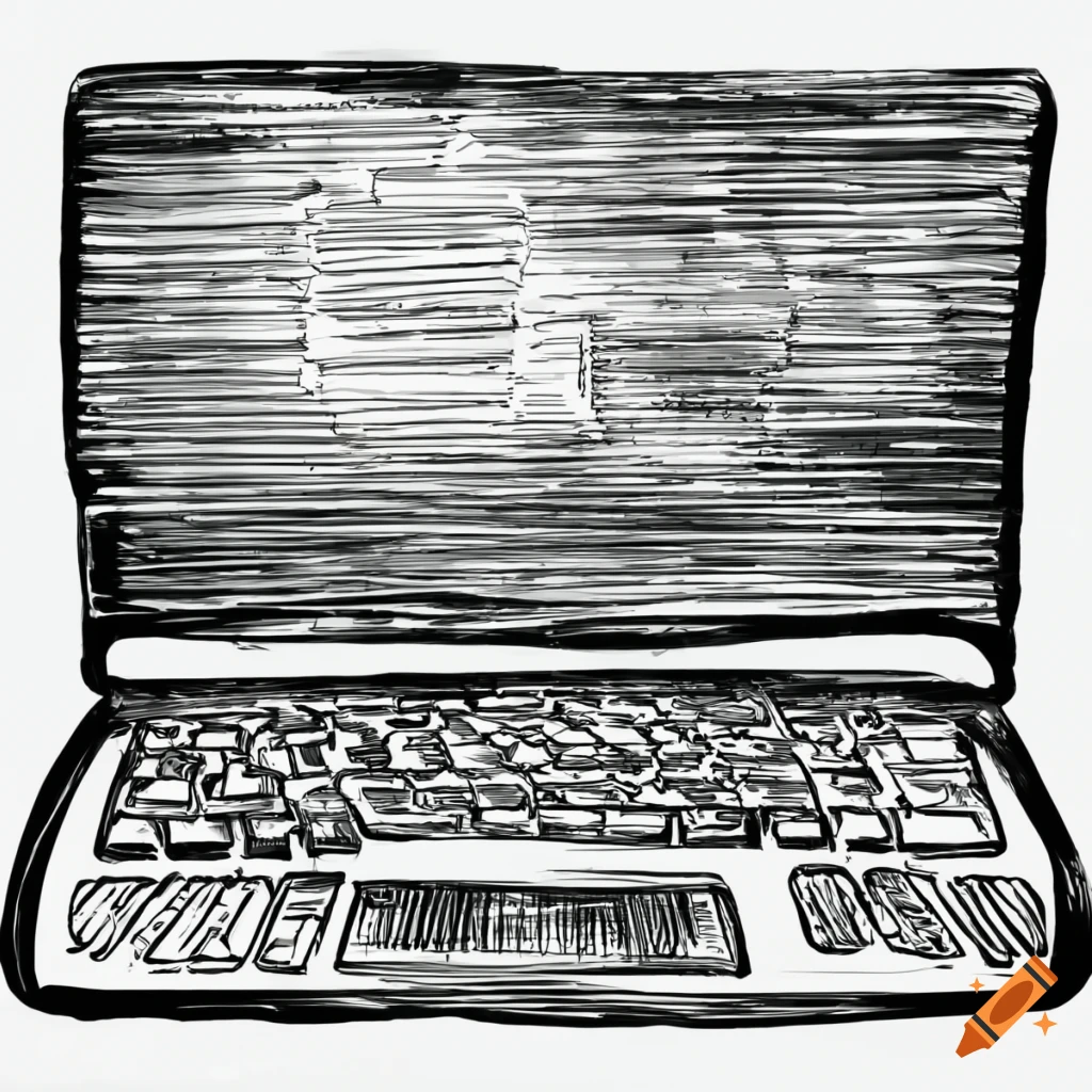 sketch Laptop with books and blank display by rufous Vectors &  Illustrations Free download - Yayimages