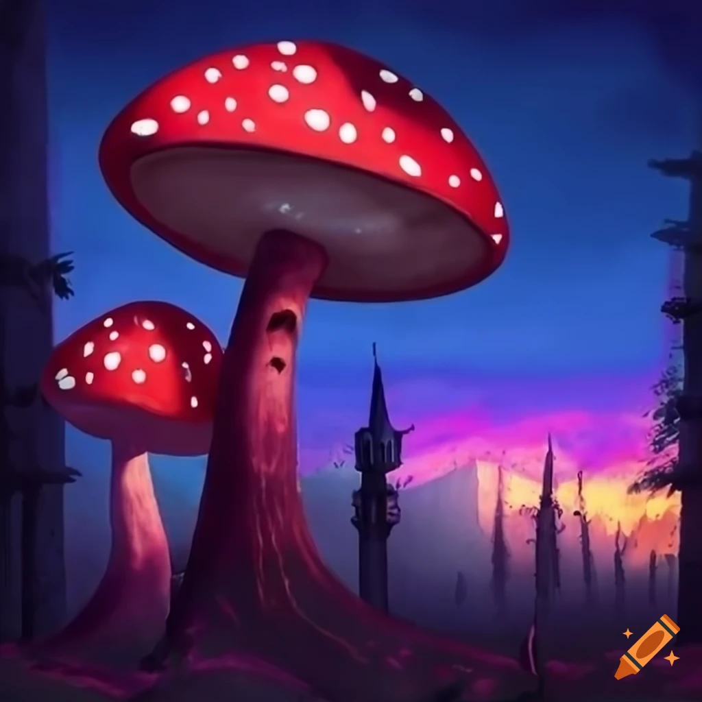 surreal mushroom landscape artwork