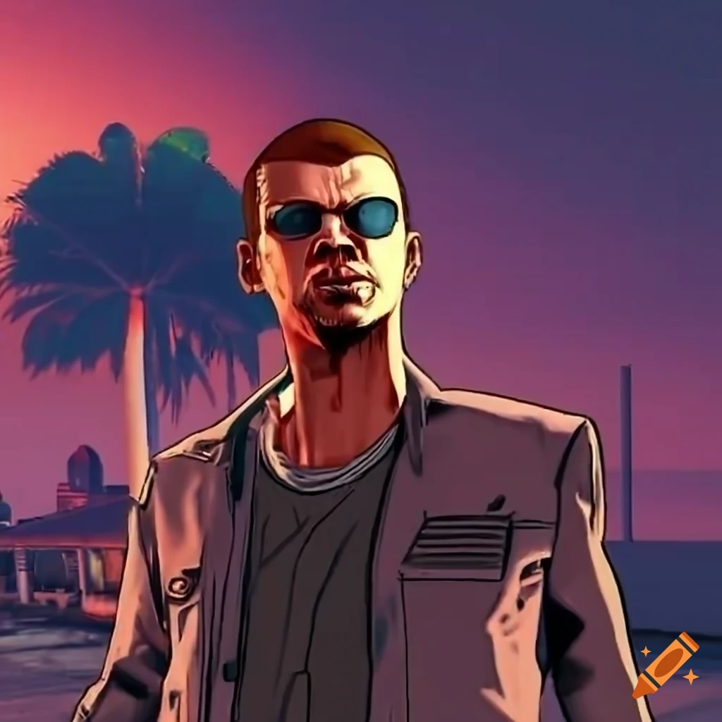 image of a character from GTA Vice City in action
