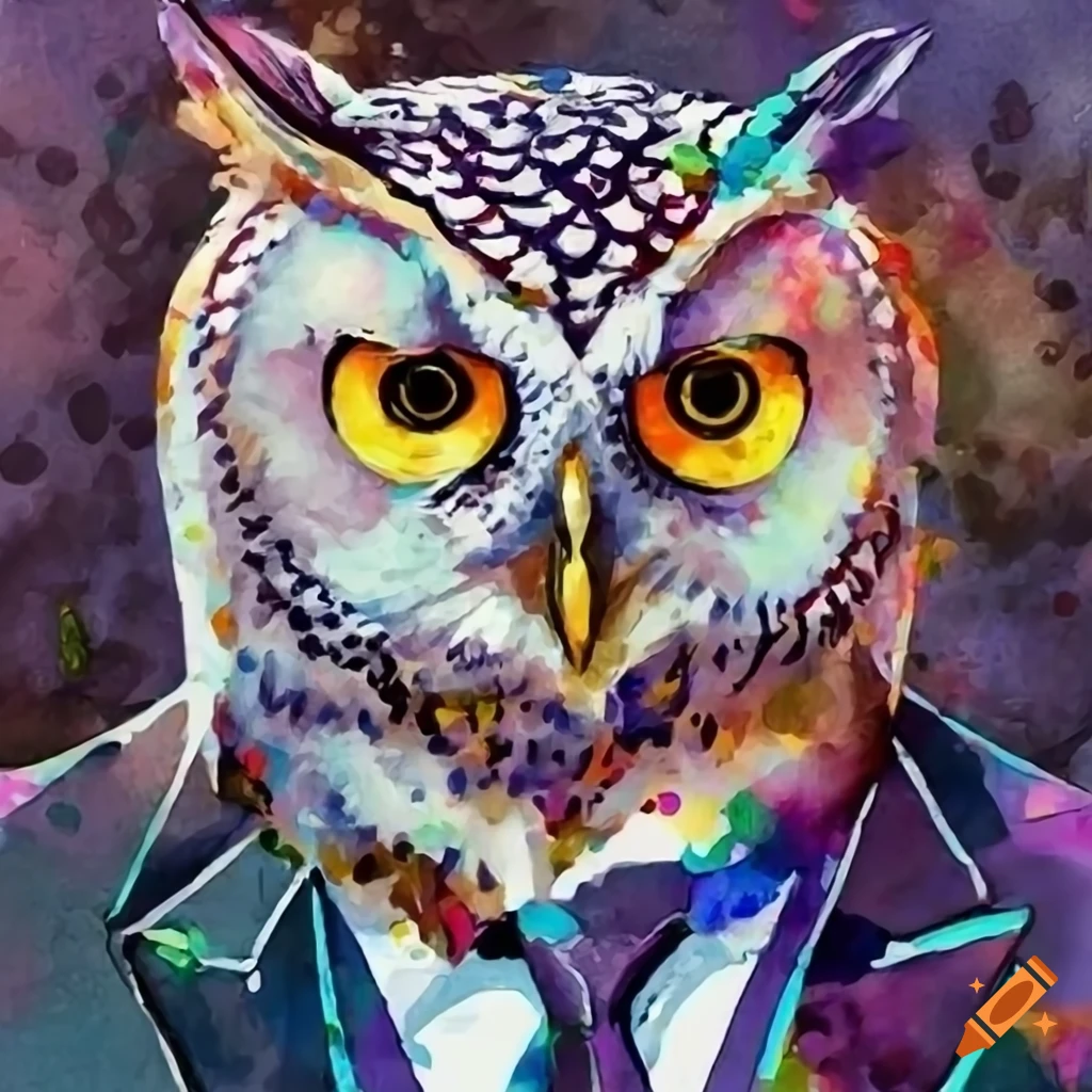 Image of a business owl investing in crypto on Craiyon