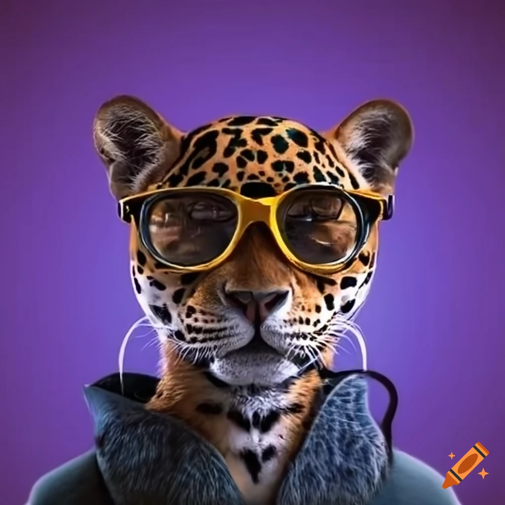 Jaguar wearing glasses on Craiyon