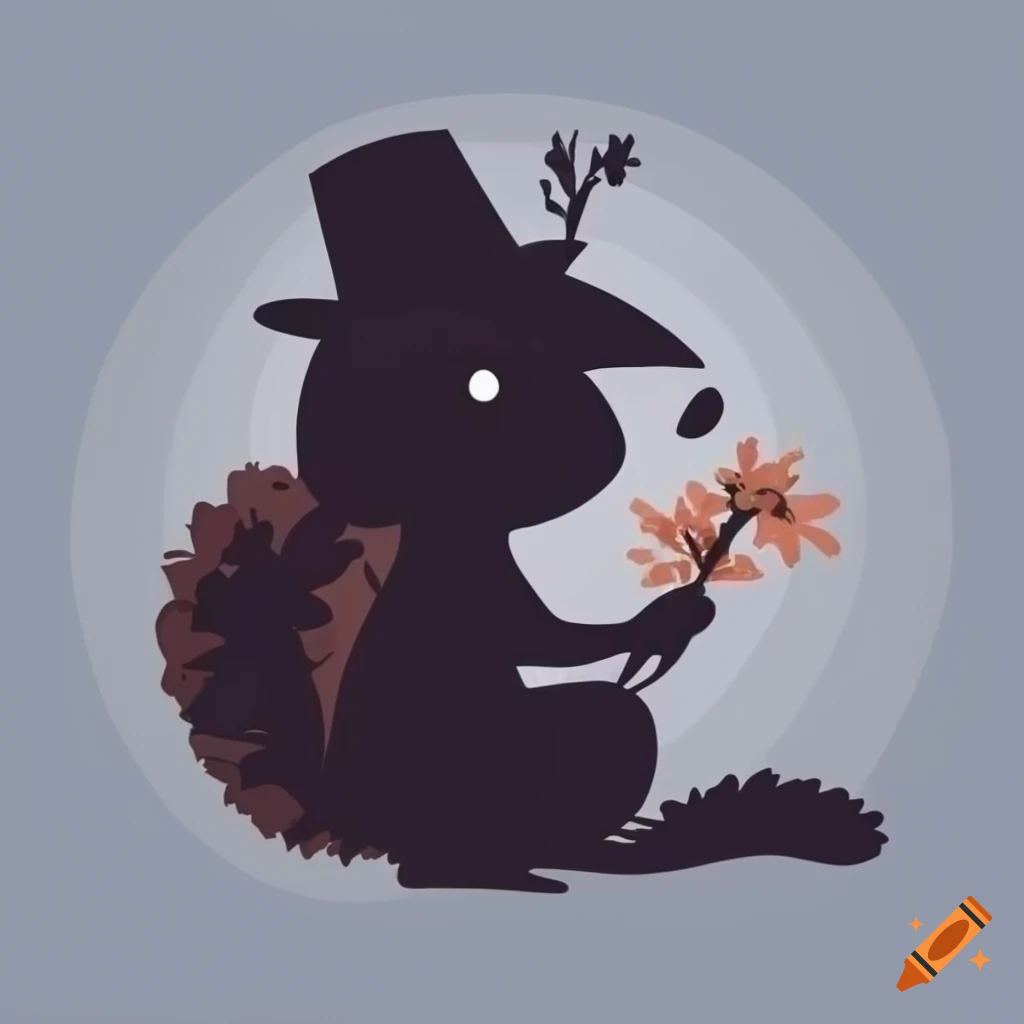 outline of a squirrel wearing a garden hat