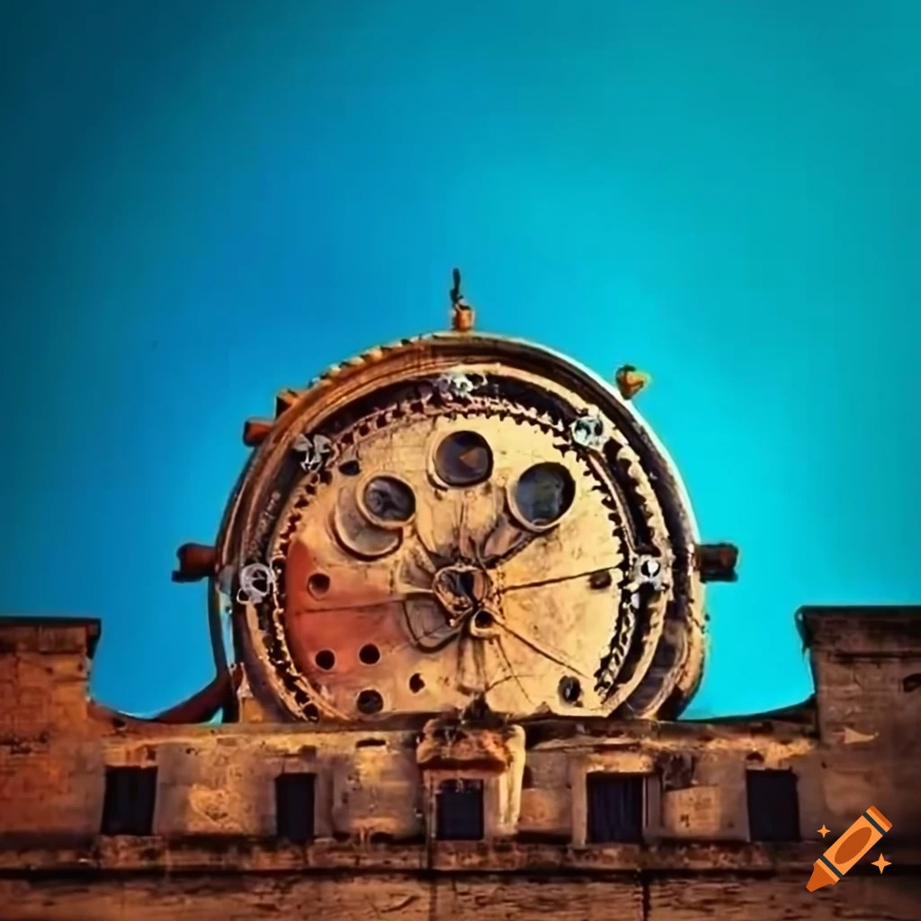 Colorful steampunk havana city with circular medieval stone wall on Craiyon