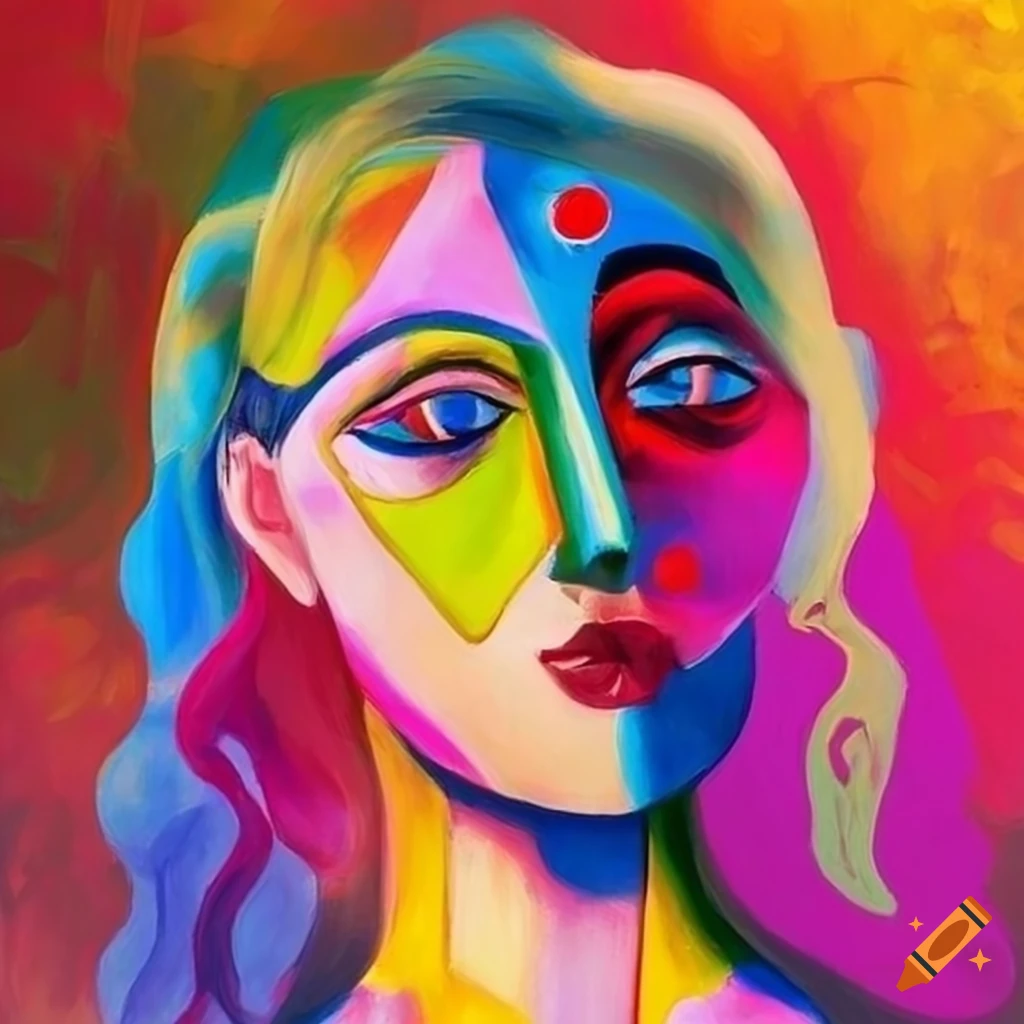 artwork of a woman with vibrant Picasso-inspired elements