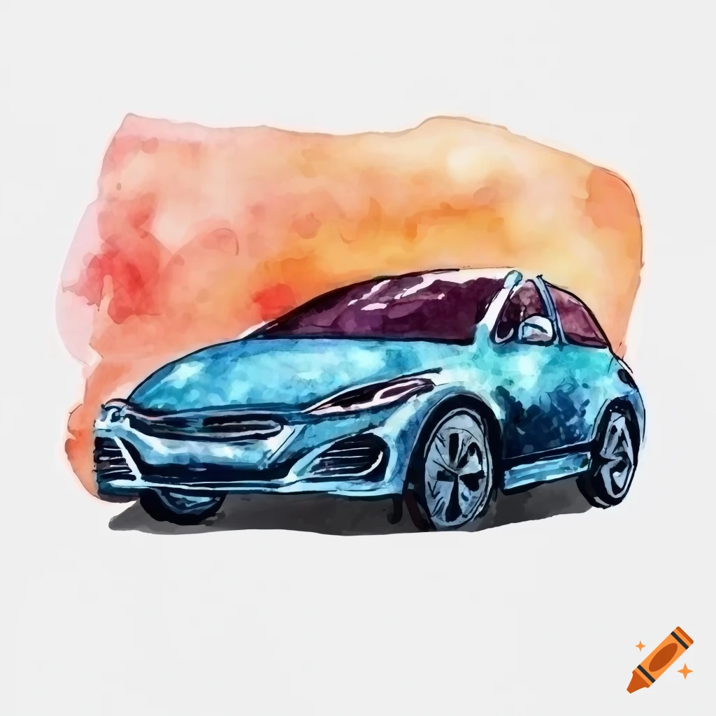 Watercolor illustration of a car quarter panel