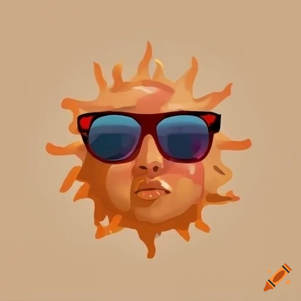 Sun with sunglasses drawing on Craiyon