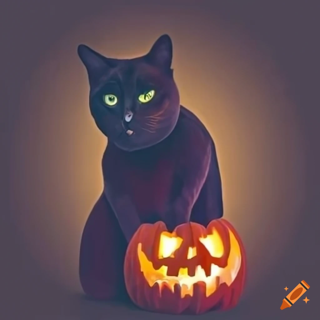 Black cat on a jack o lantern on craiyon
