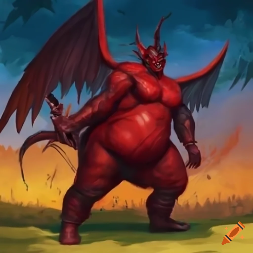 Hawk Red Demon Fantasy artwork of a winged red demon in a landscape on Craiyon