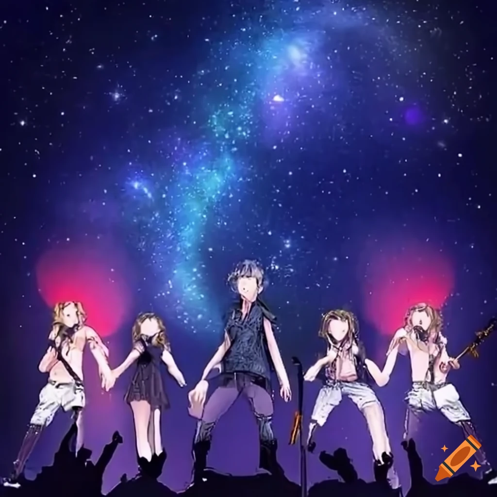 rock band performing under the starry night sky