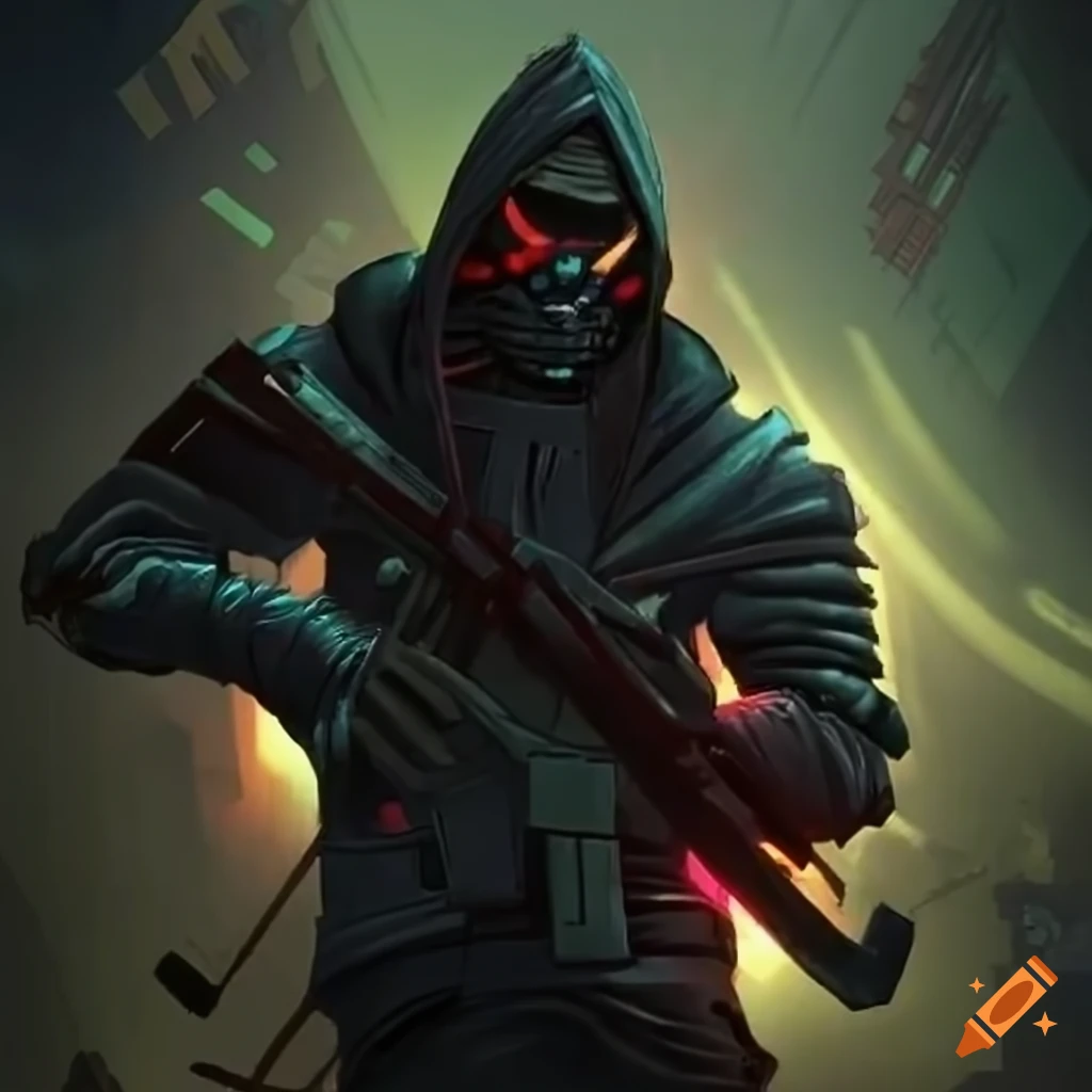 image of a mysterious cyberpunk hacker