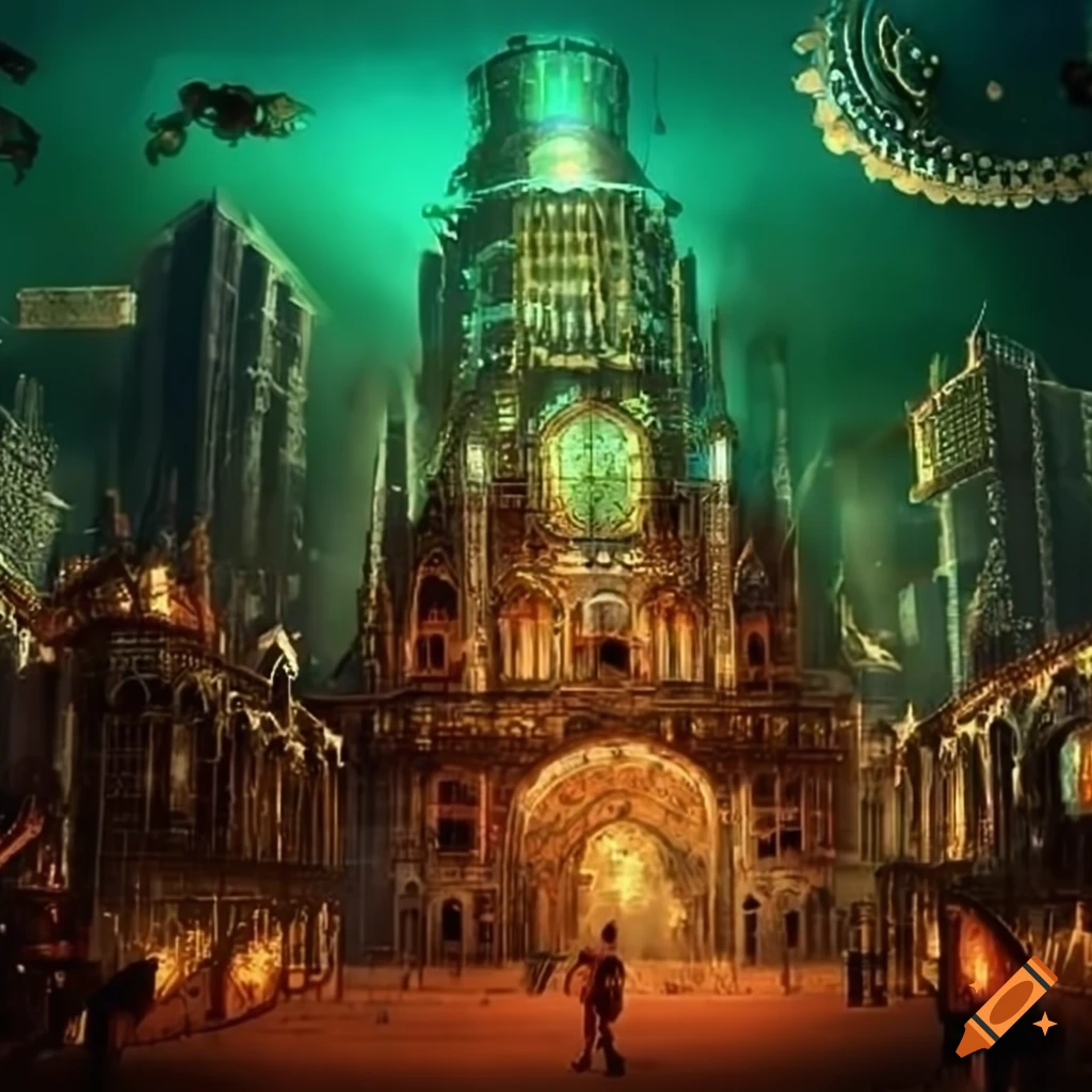 steampunk-floating-city-in-red-green-white-and-gold-colors-on-craiyon