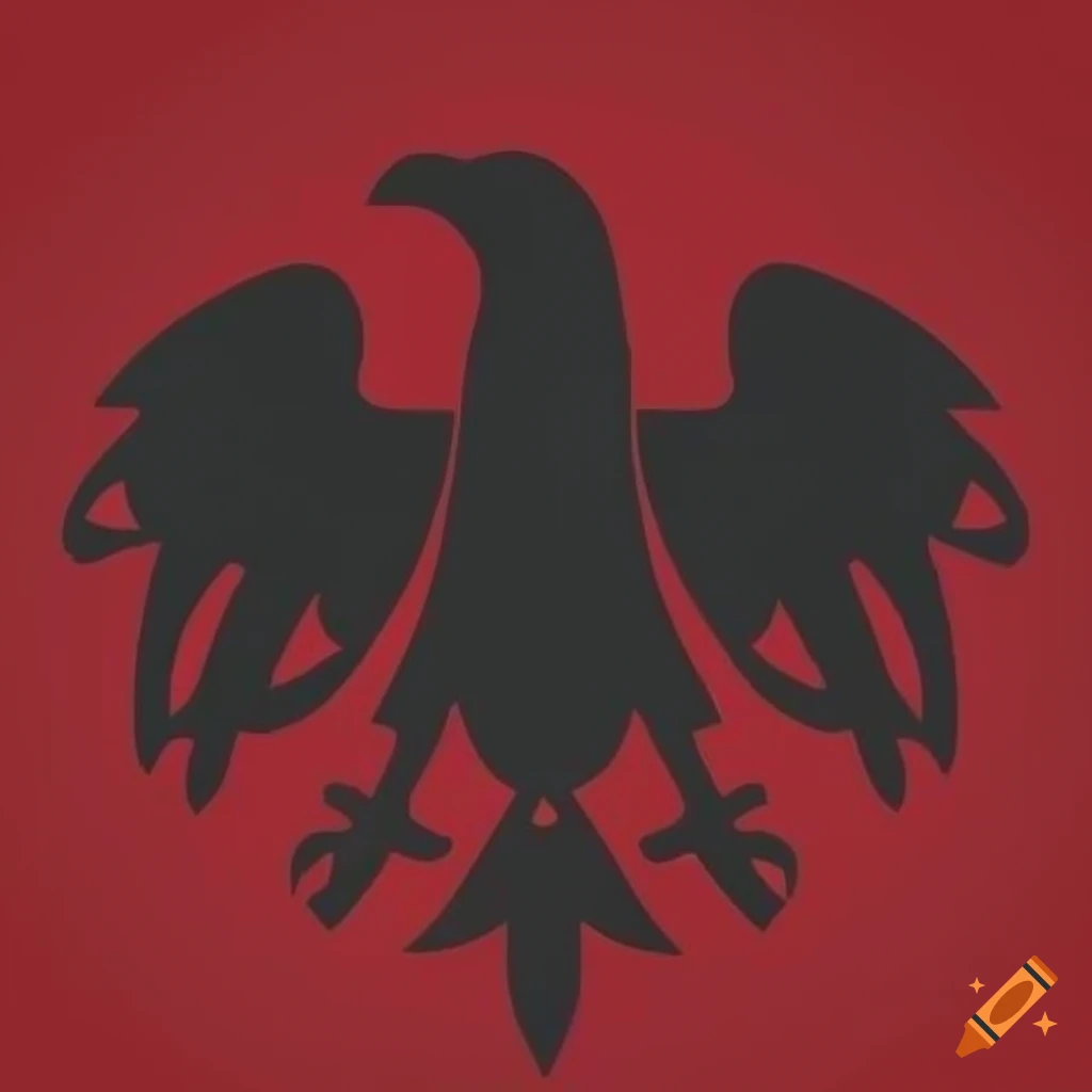 Black crow on a red background coat of arms