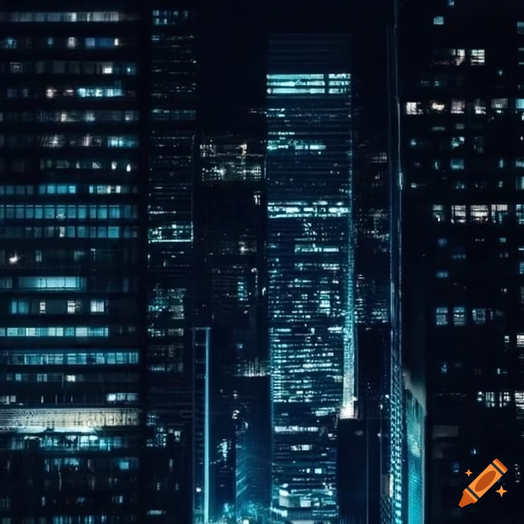 night view of a cityscape from a skyscraper