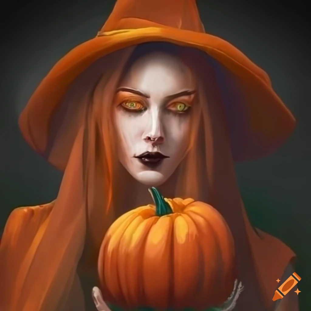 Witch holding a pumpkin
