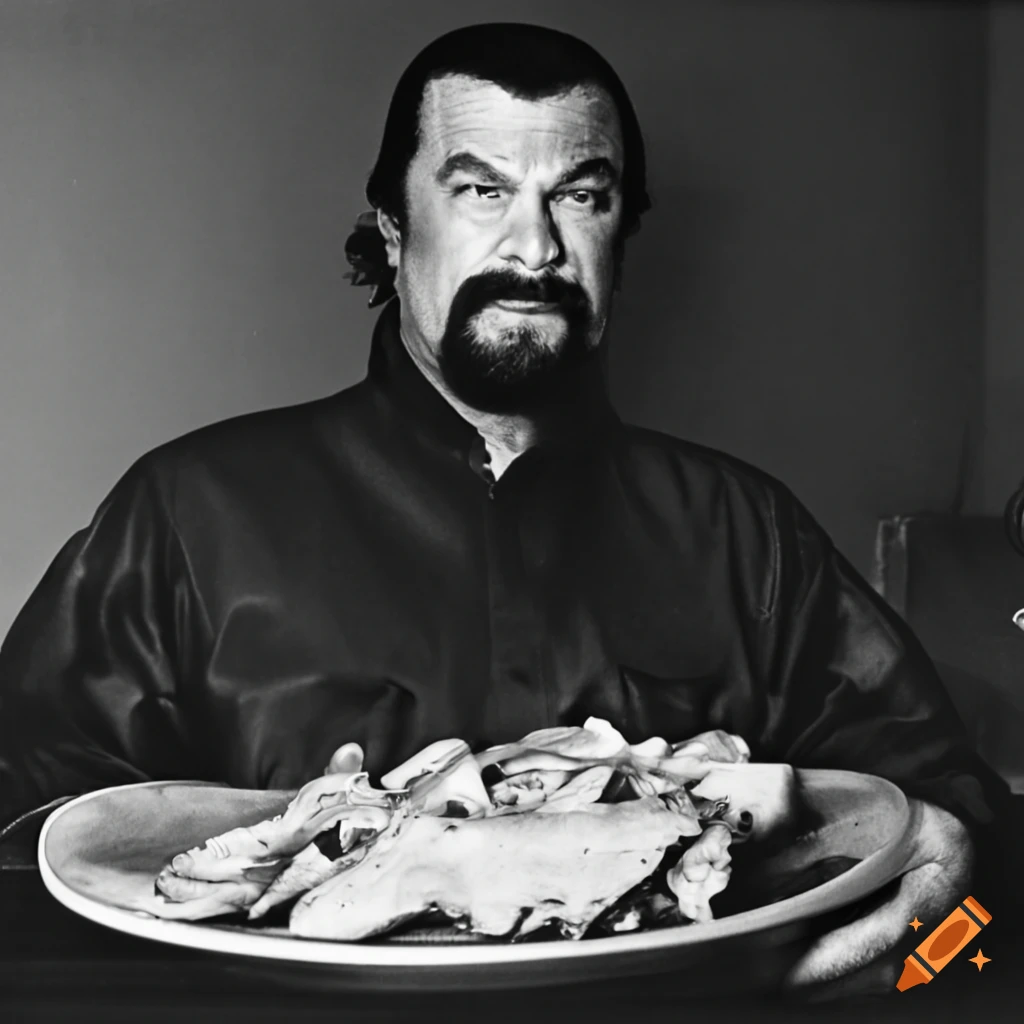 Steven seagal enjoying barbecue ribs on Craiyon