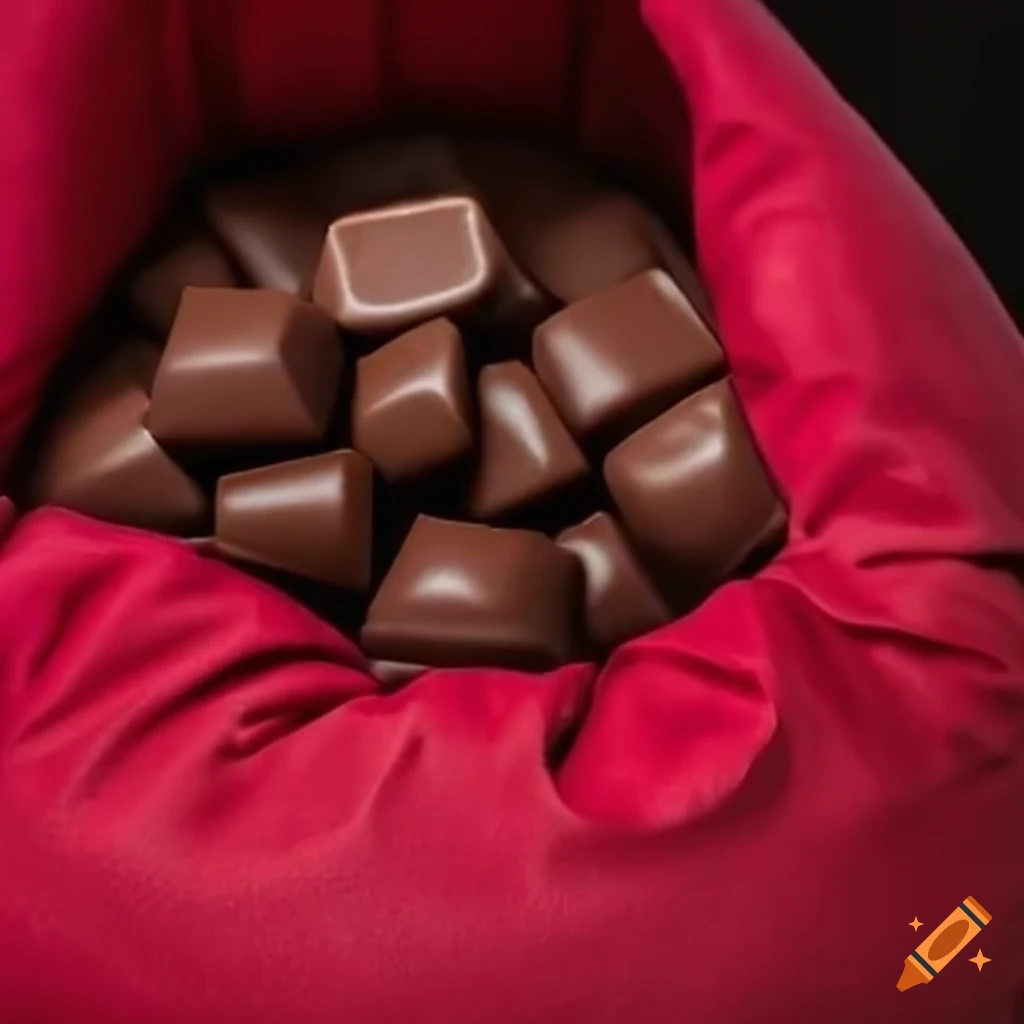 Delicious chocolates on a bean bag on Craiyon