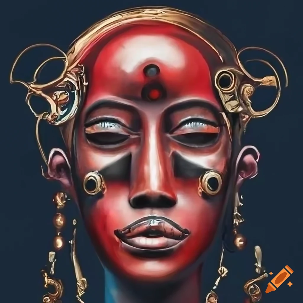 Surreal artwork inspired by dali and african tribal motifs